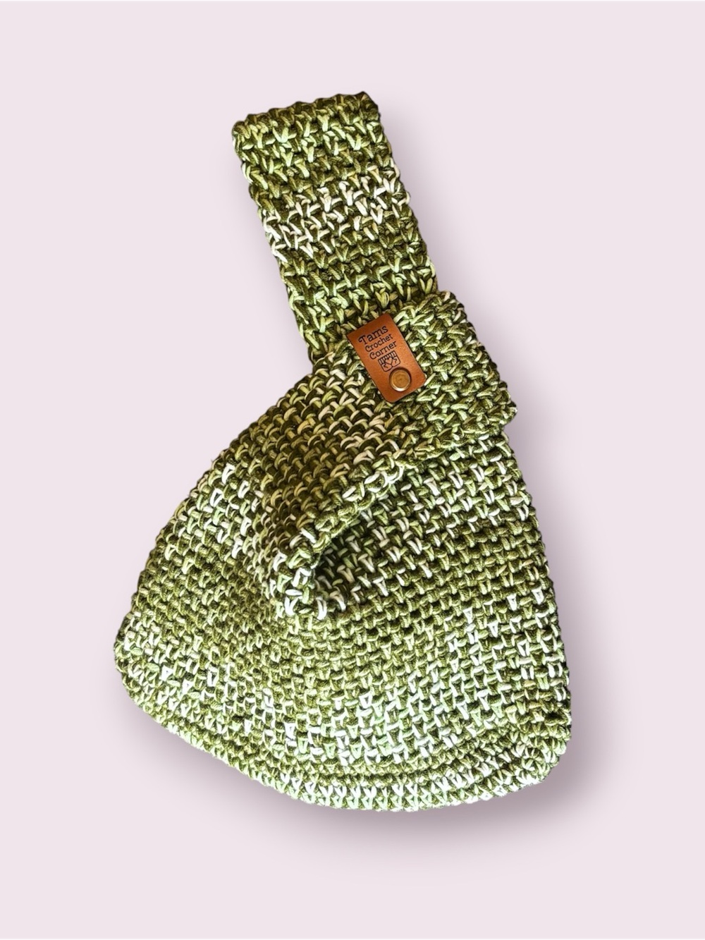 Green Crochet Japanese Knot Wristlet